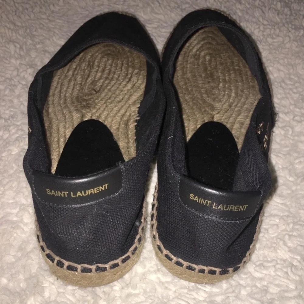 Saint Laurent Embroidered Espadrilles in Black Canvas - Picture 4 of 12